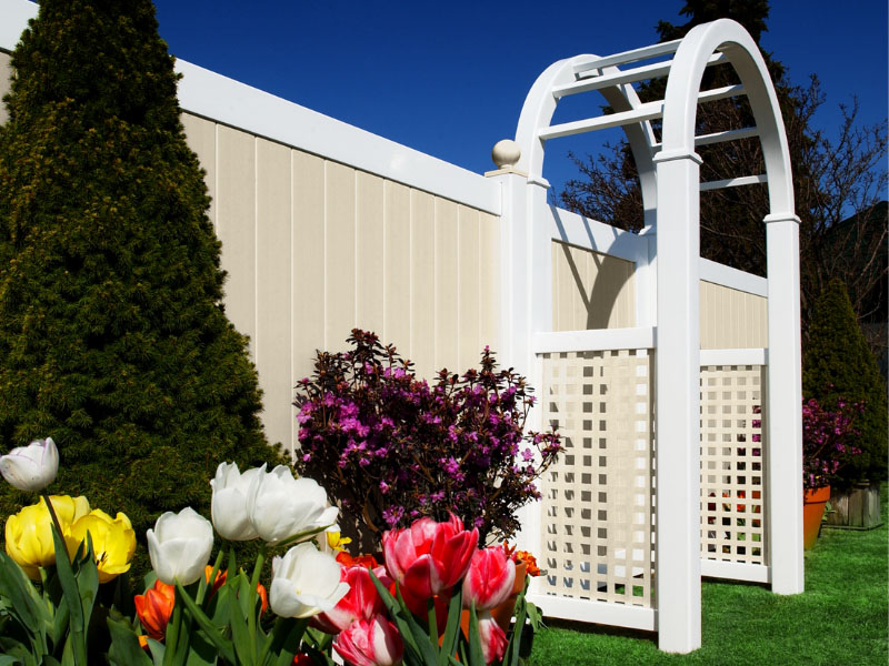 Tongue and Groove Privacy Fence in Classic White and Classic Beige