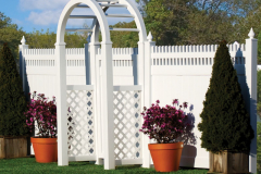 Classic White Tongue and Groove Privacy Fence with Straight Top Classic Victorian Picket Topper