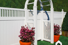 Classic White Tongue and Groove Privacy Fence with Framed Classic Victorian Picket Topper made with EverStrong Profiles for Vinyl Fence and Railing #fence #fences #vinylfence #pvcfence #vinylfences #pvcfences #picketfence #fencecompany #fencecontractor #fenceinstaller #fencesupplies #longisland #longislandny #connecticut #rhodeisland #massachusetts #newjersey #pennsylvania #thenortheast #tristatearea